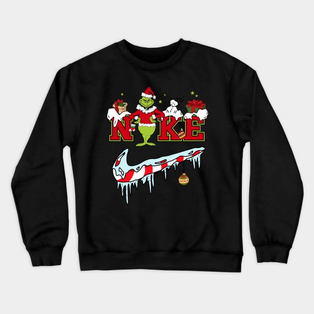 Funny Christmas Grinch Nke Christmas Grinch Snow Crewneck Sweatshirt by Archer Expressionism Style